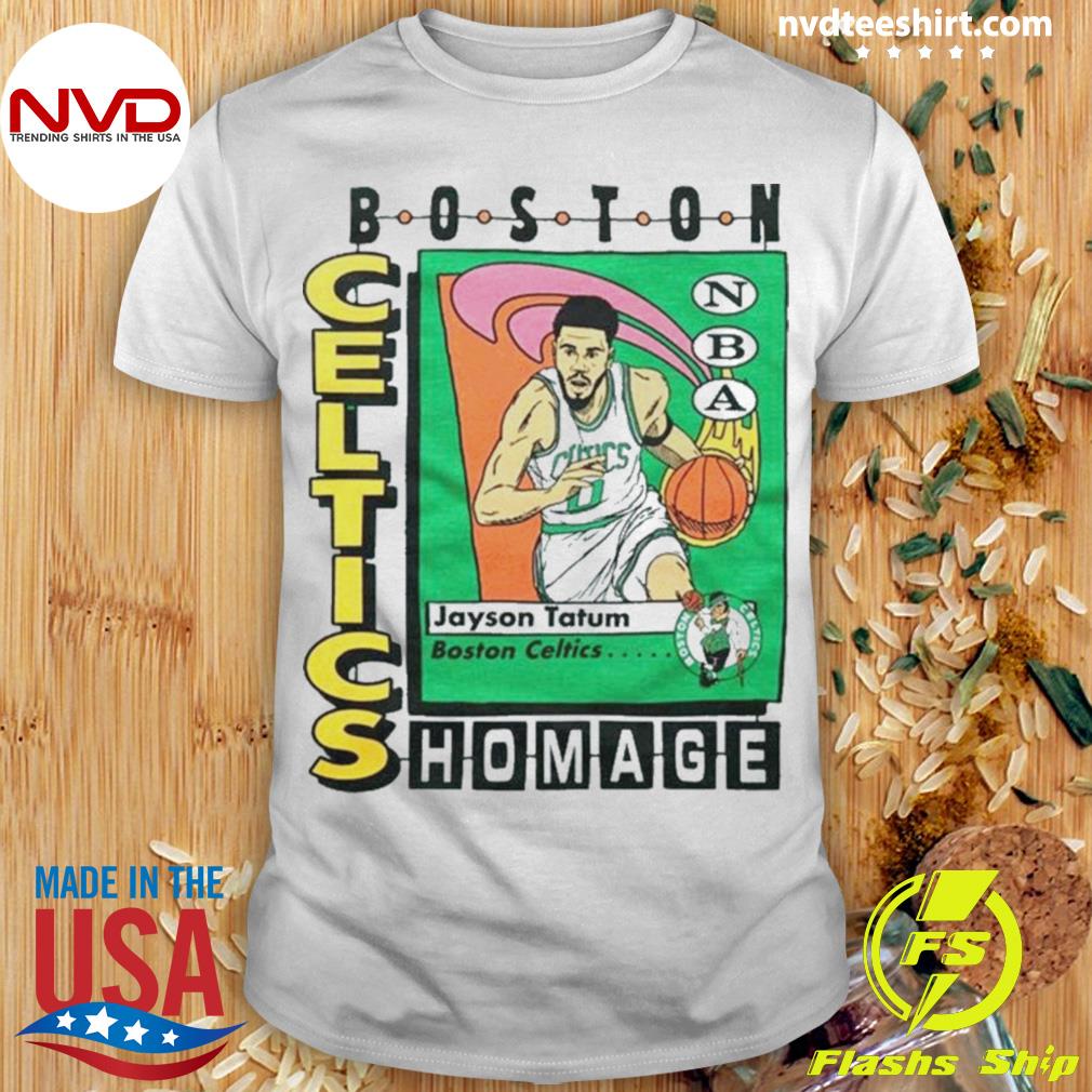 Boston Celtics Comic Book Jayson Tatum T-Shirt from Homage. | Green | Vintage Apparel from Homage.