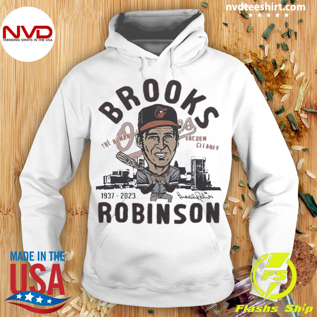 Human Vacuum Cleaner Brooks Robinson T-Shirt from Homage. | Ash | Vintage Apparel from Homage.