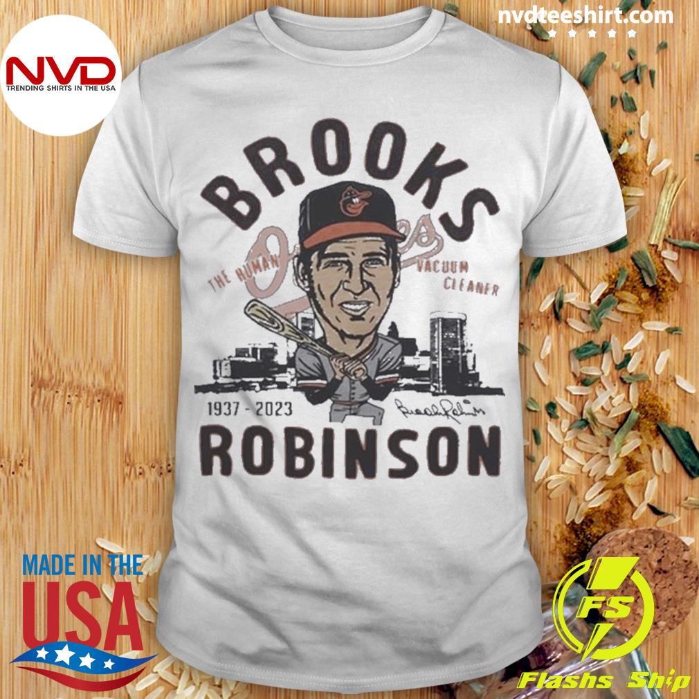 Human Vacuum Cleaner Brooks Robinson T-Shirt from Homage. | Ash | Vintage Apparel from Homage.