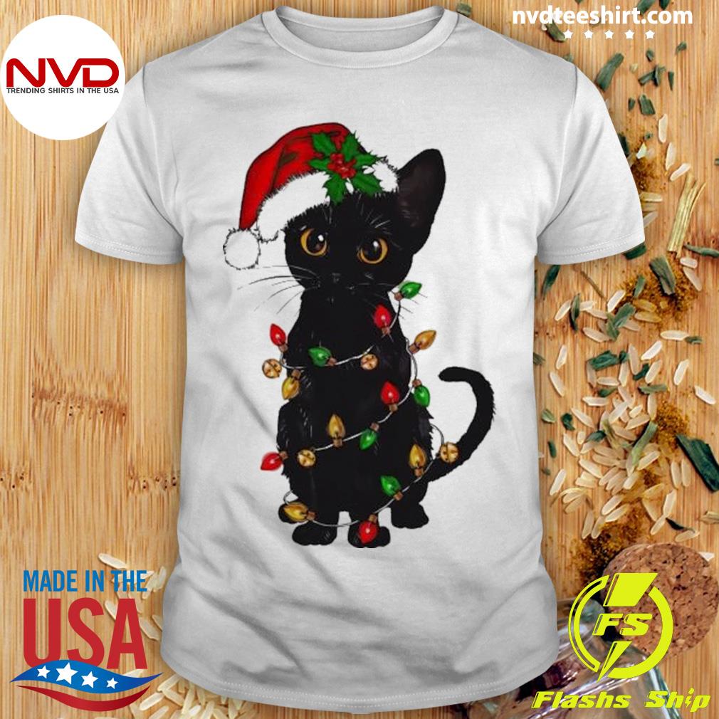 Christmas Santa Black Cat Shirt