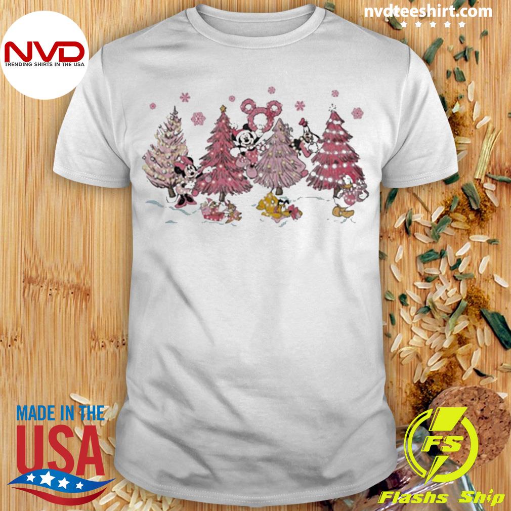 Cute Mickey and Friend Christmas Pink Shirt