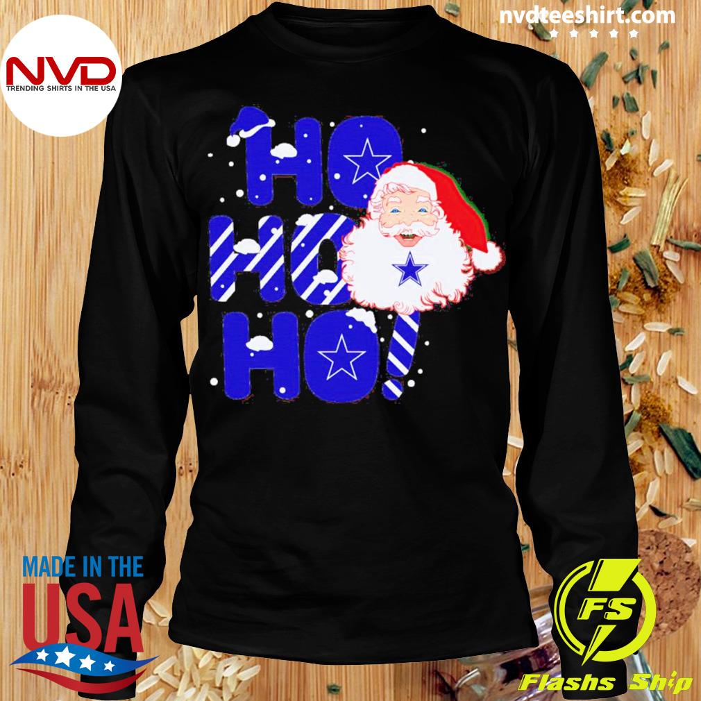 Ho Ho Ho Dallas Cowboys Football Christmas Light Santa Hat Shirt