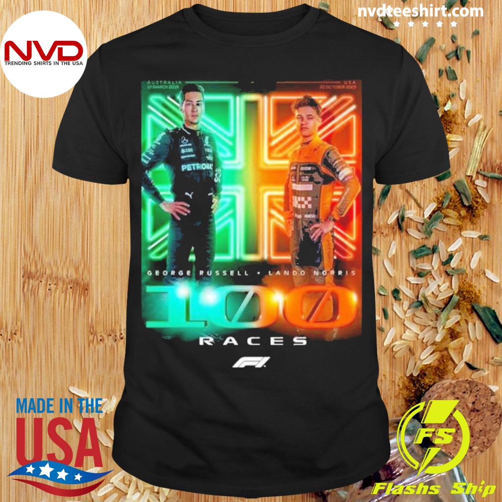 George Russell And Lando Norris 100 Race Starts F1 United States Usgp Shirt