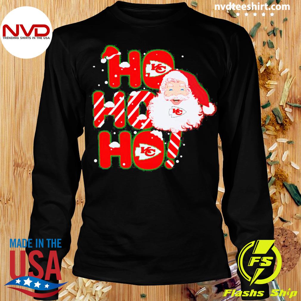 Personalized Kansas City Chief Symbol Wearing Santa Claus Hat Ho Ho Ho Ugly  Sweater - T-shirts Low Price