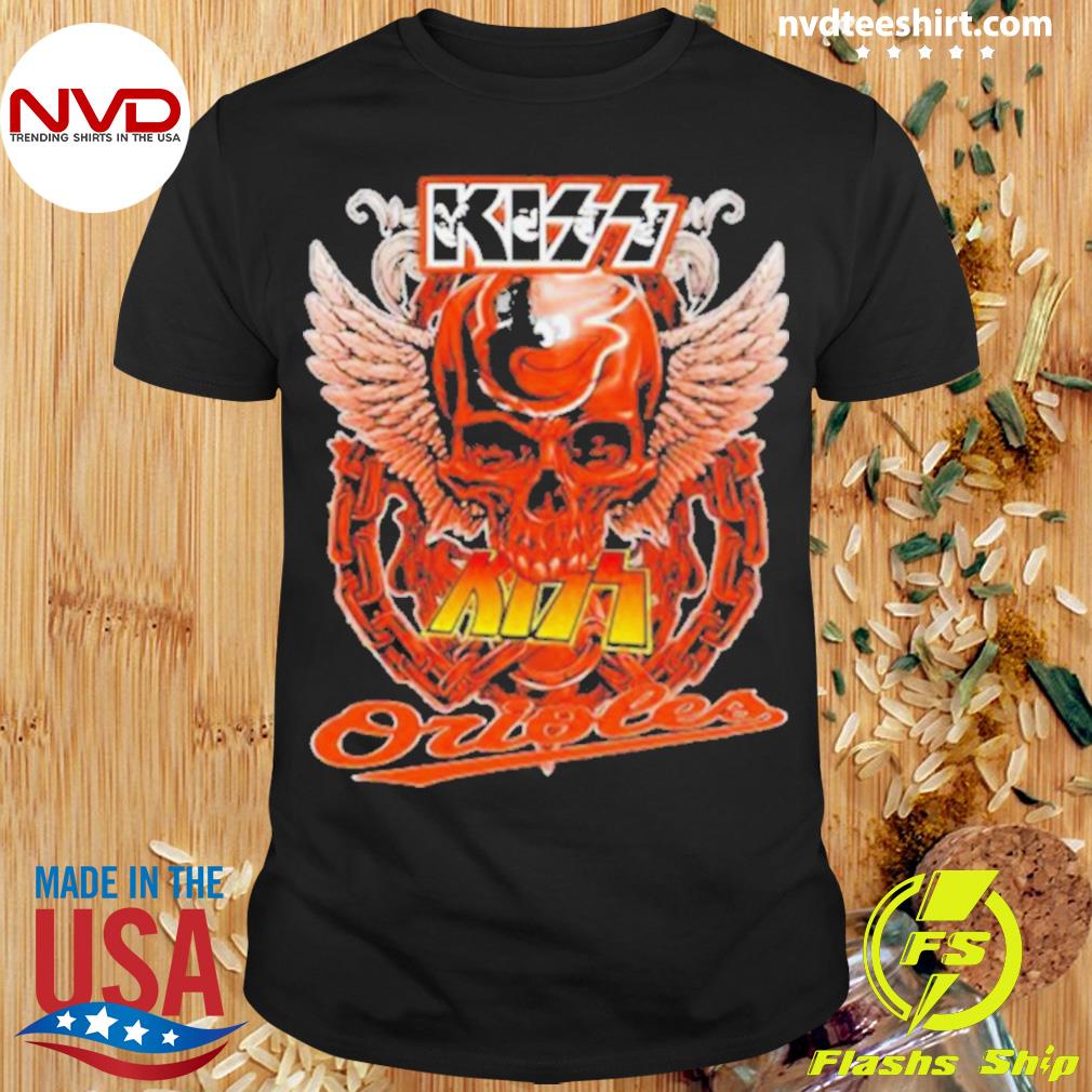 Kiss Skull Angel Wings Baltimore Orioles Shirt