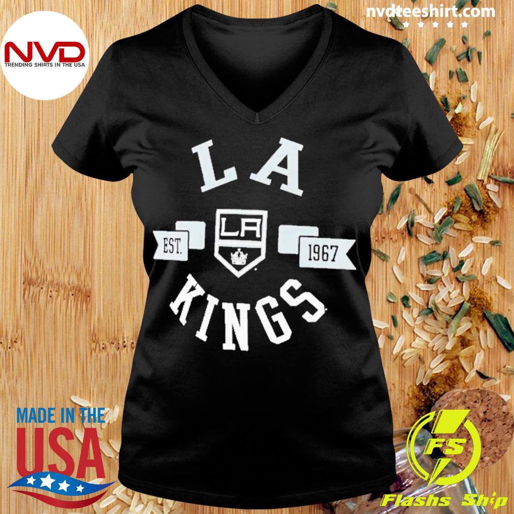 Women's G-III 4Her by Carl Banks Black Los Angeles Kings Filigree Logo V-Neck Fitted T-Shirt Size: Large