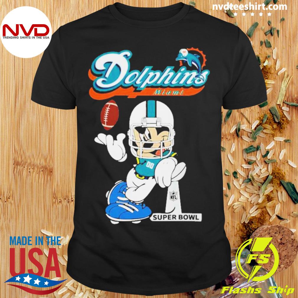 Mickey Mouse X Miami Dolphins Disney Inspired Super Bowl Football Shirt