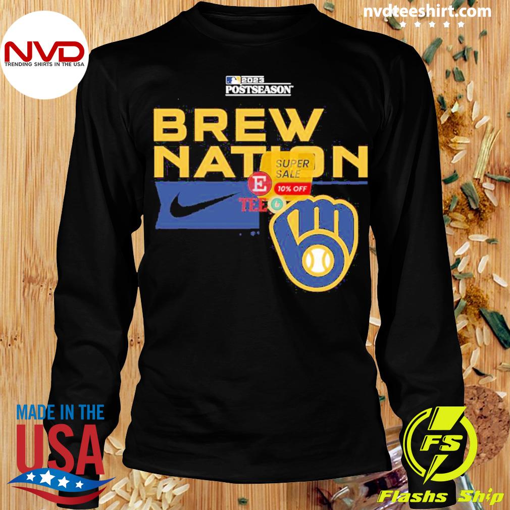 Brew nation Milwaukee Brewers Nike 2023 Postseason legend performance shirt  - Limotees