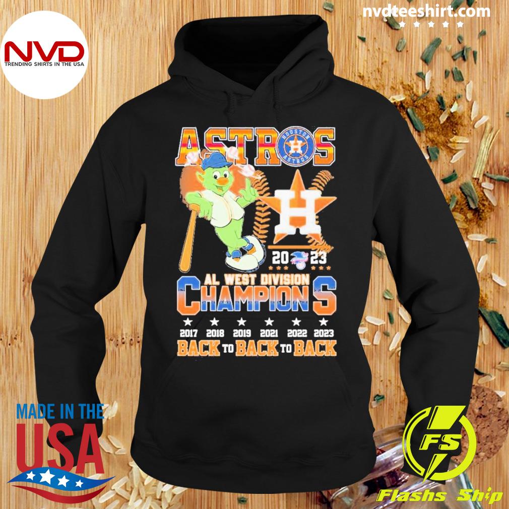 Orbit Houston Astros Back to back to back 2021 2022 2023 AL West Division  Champions shirt, hoodie, sweater, long sleeve and tank top