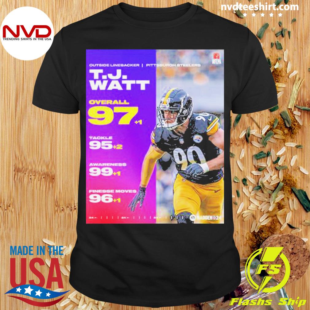 T. J. Watt 90 Pittsburgh Steelers football player outline shirt