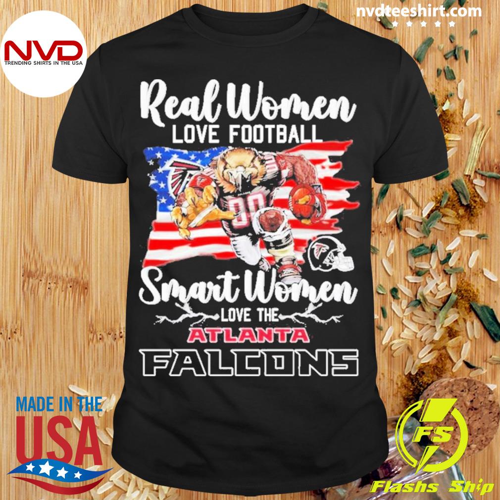 Real Women Love Football Smart Women Love The Atlanta Falcons Usa Flag Shirt