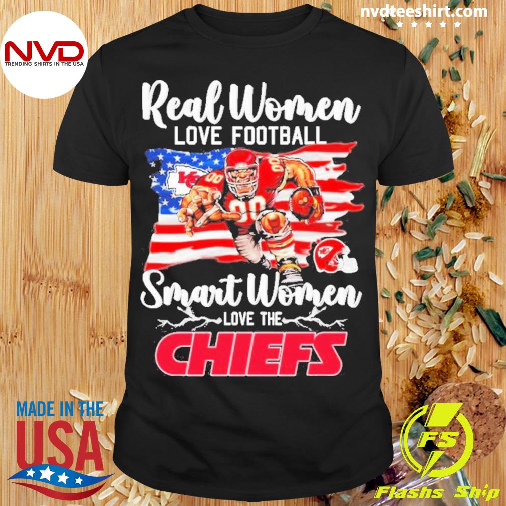 Real Women Love Football Smart Women Love The Kansas City Chiefs Usa Flag Shirt