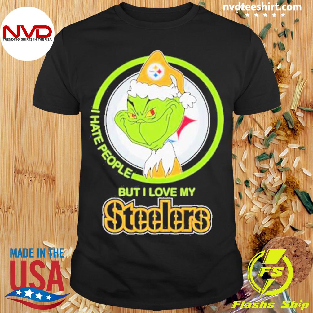 Santa Grinch I Hate People But I Love My Pittsburgh Steelers Christmas Shirt