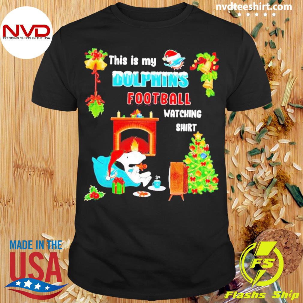 Santa Snoopy This Is My Dolphins Football Watching Christmas Shirt