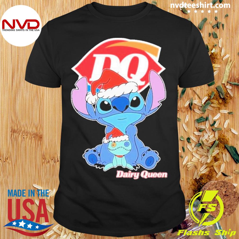 Santa Stitch And Lilo Dairy Queen Christmas Shirt