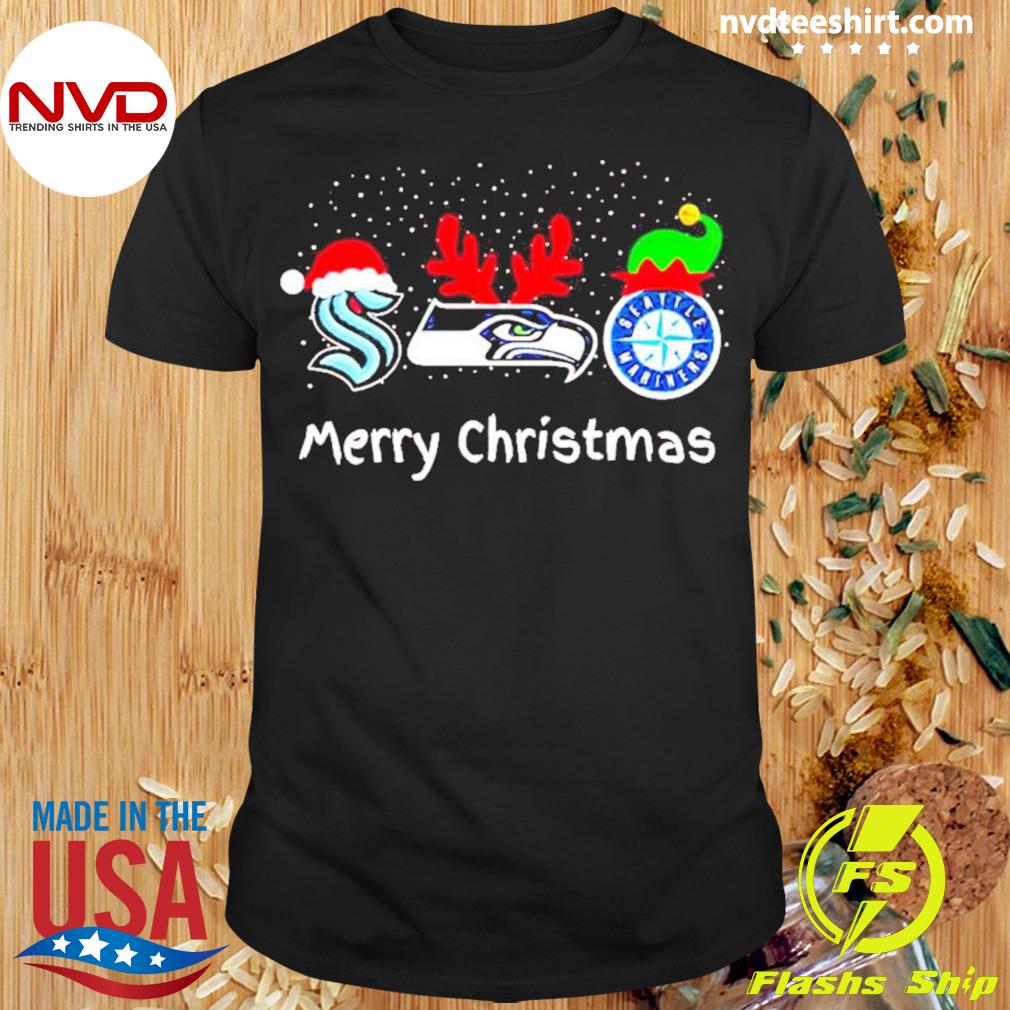 Seattle Sports Teams Santa Reindeer Elf Christmas Shirt