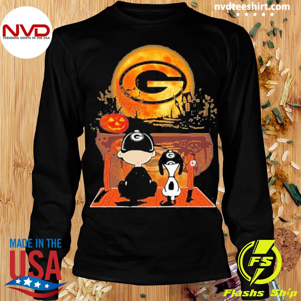 Snoopy And Charlie Brown Pumpkin Green Bay Packers Halloween Moon 2023 T  Shirt - Limotees