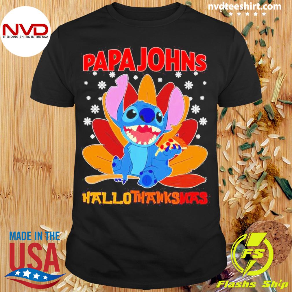 Stitch Papa John Pizza Hallothanksmas Shirt