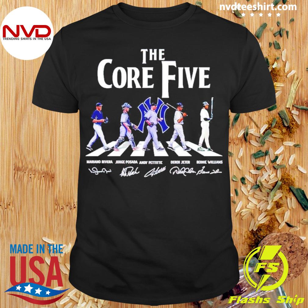 New York Yankees 5 Times World Series Champions The Core Four Abbey Road  Signatures Shirt, by Mongtesun