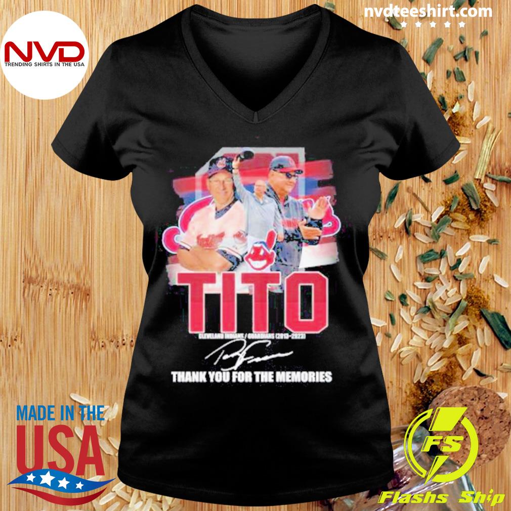 Tito cleveland indians guardians 2013 2023 thank you for the memories shirt,  hoodie, sweater, long sleeve and tank top