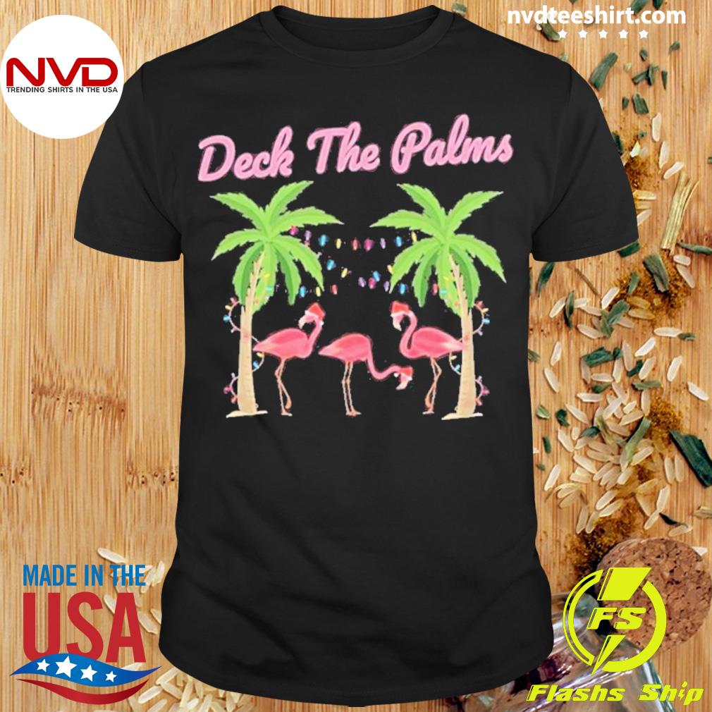 Tropical Christmas Florida Flamingo Deck The Palms Shirt