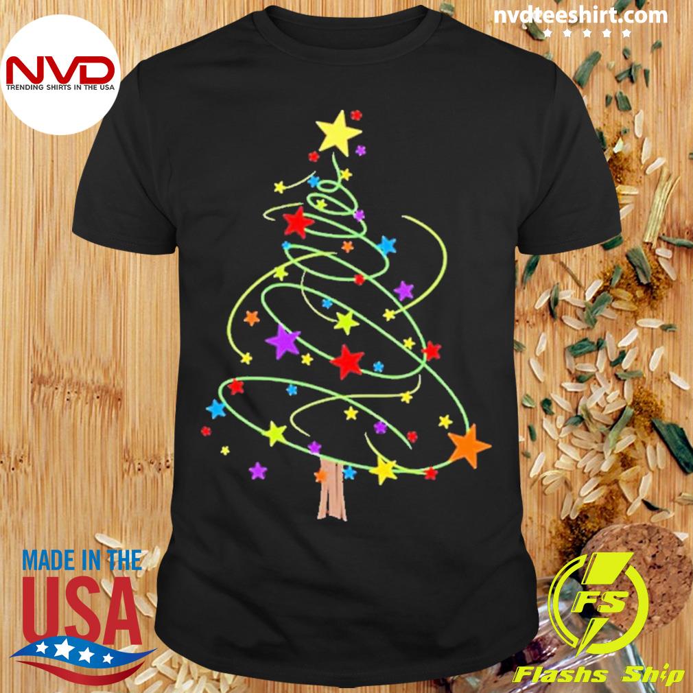 Women’s Black Christmas Tree Star Print Shirt