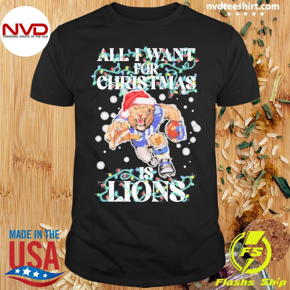 All I Want For Christmas Is Detroit Lions Mascot Titan Hat Santa Christmas 2023 Shirt