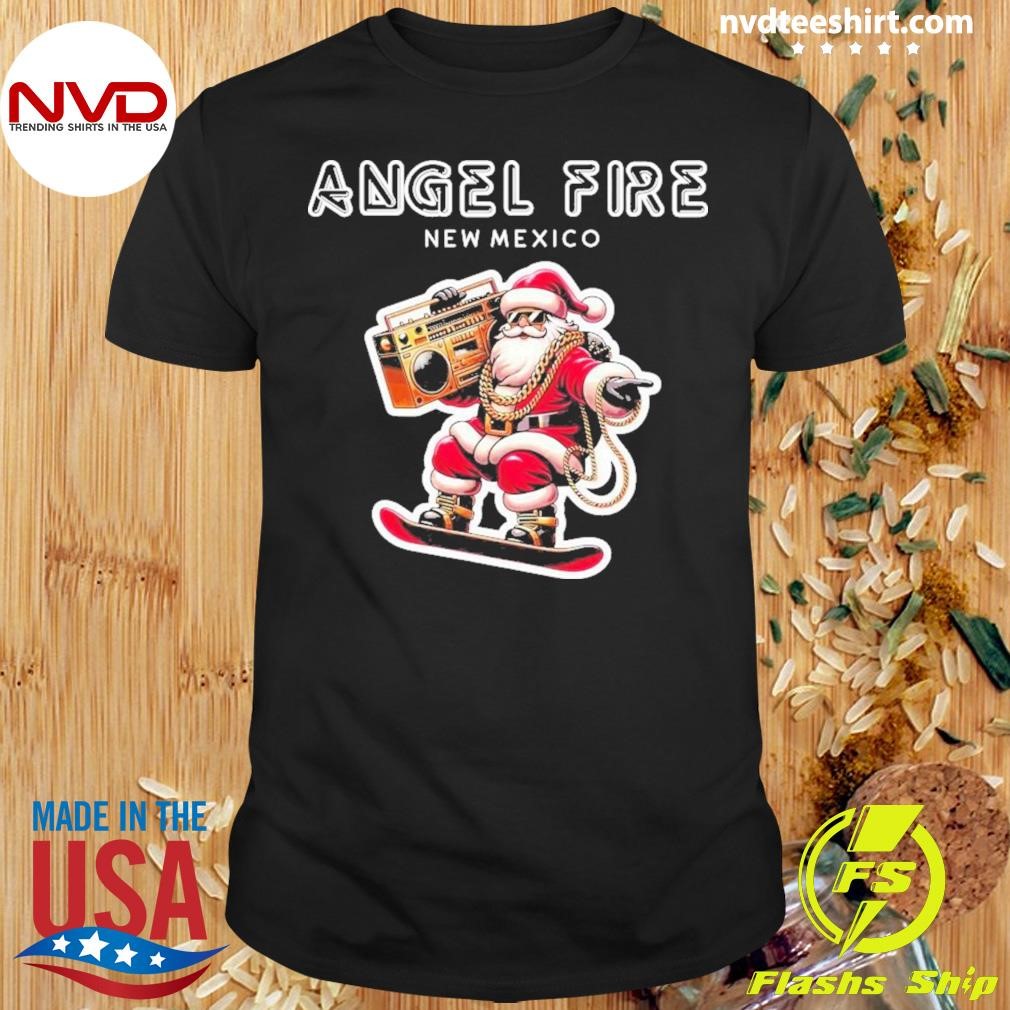 Angel Fire New Mexico Christmas Snowboard Santa Claus Shirt