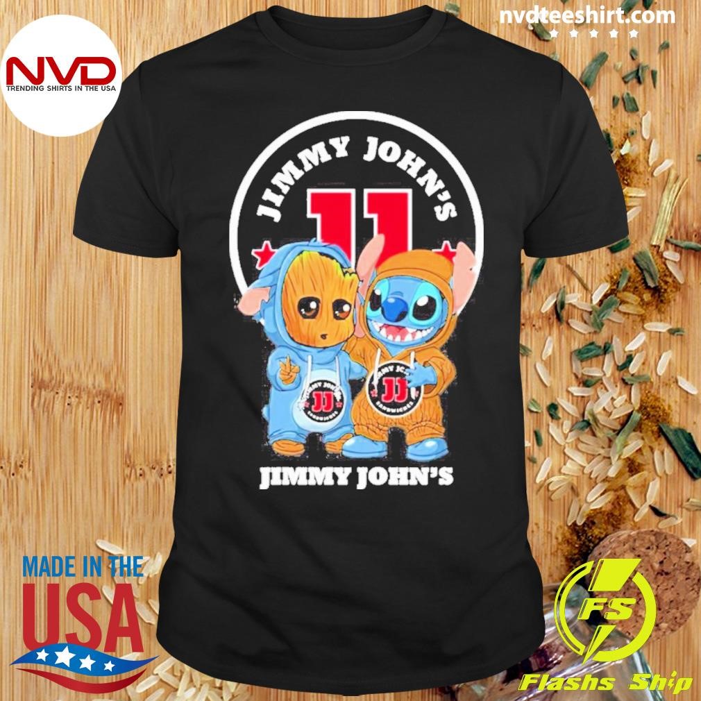 Baby Stitch And Baby Groot Jimmy John’s Logo Shirt
