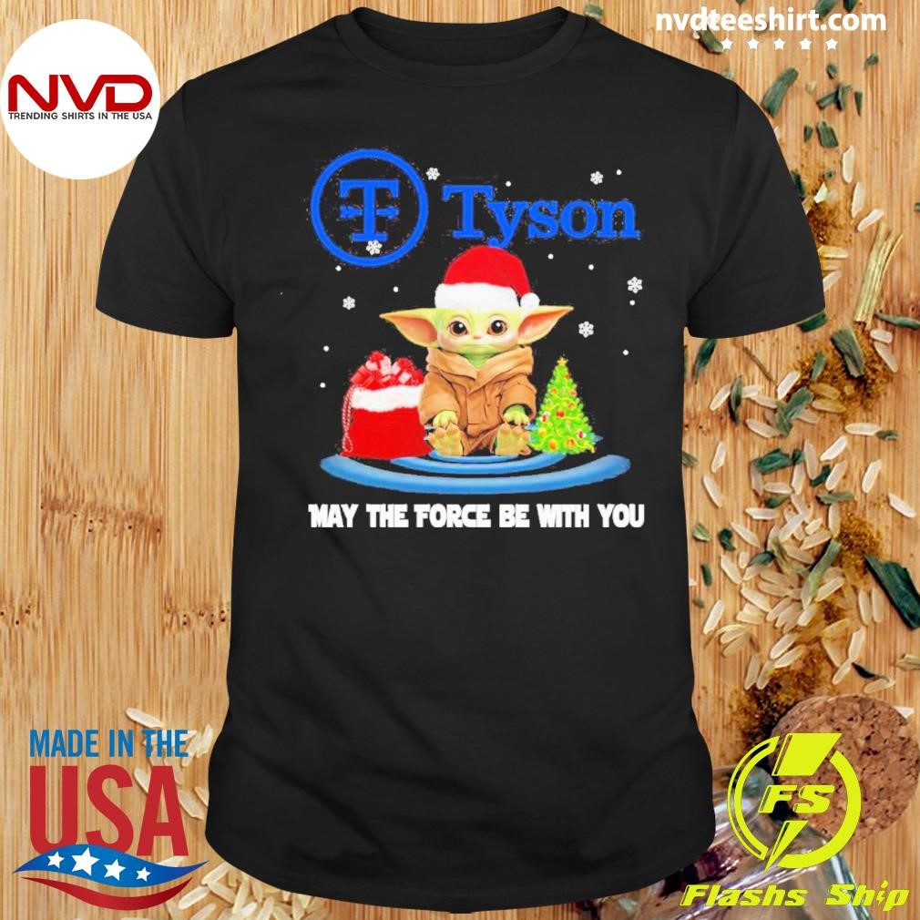 Baby Yoda Hat Santa Tyson May The Force Be With You Logo Christmas Shirt