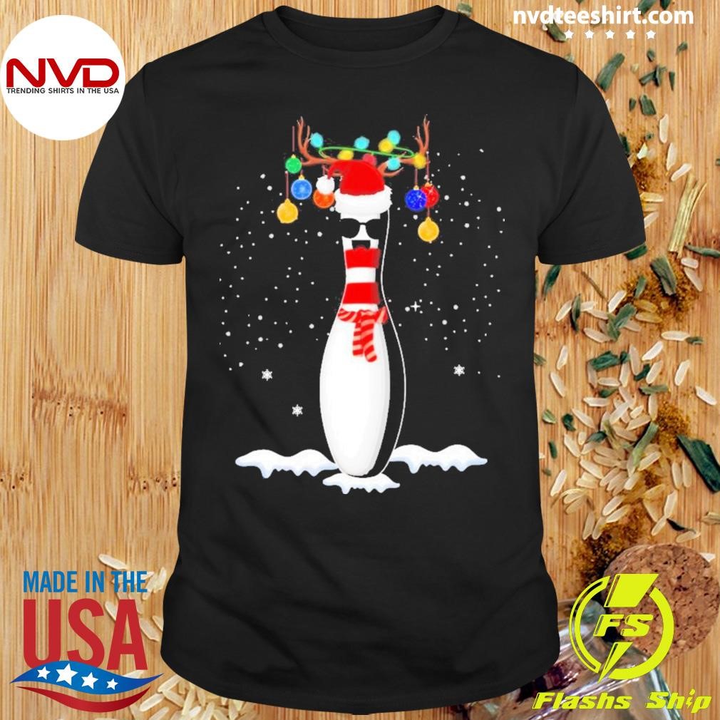 Bowling Christmas Santa Hat Xmas Shirt