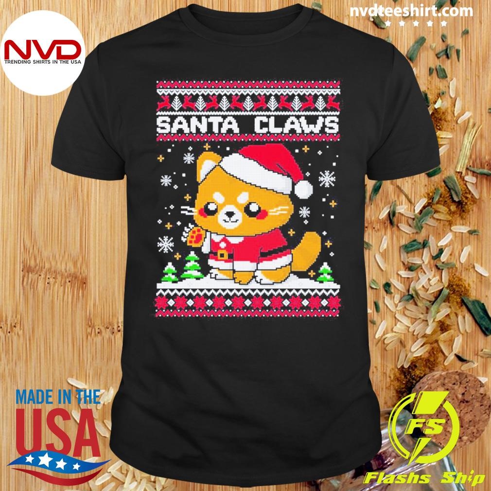 Cat Hat Santa Santa Claws Ugly Christmas Shirt
