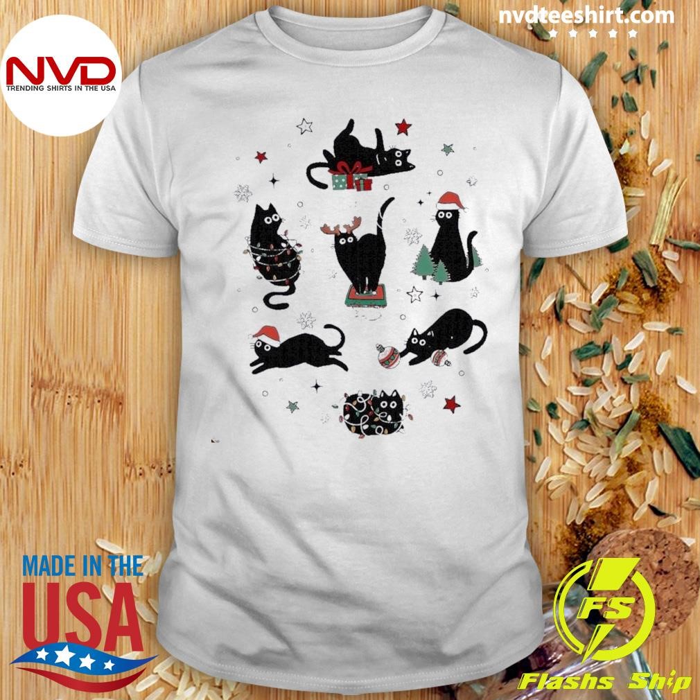 Christmas Black Cats Santa Shirt