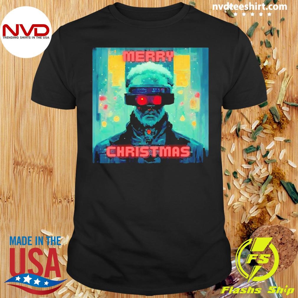 Cyberpunk Santa Claus Merry Christmas Shirt