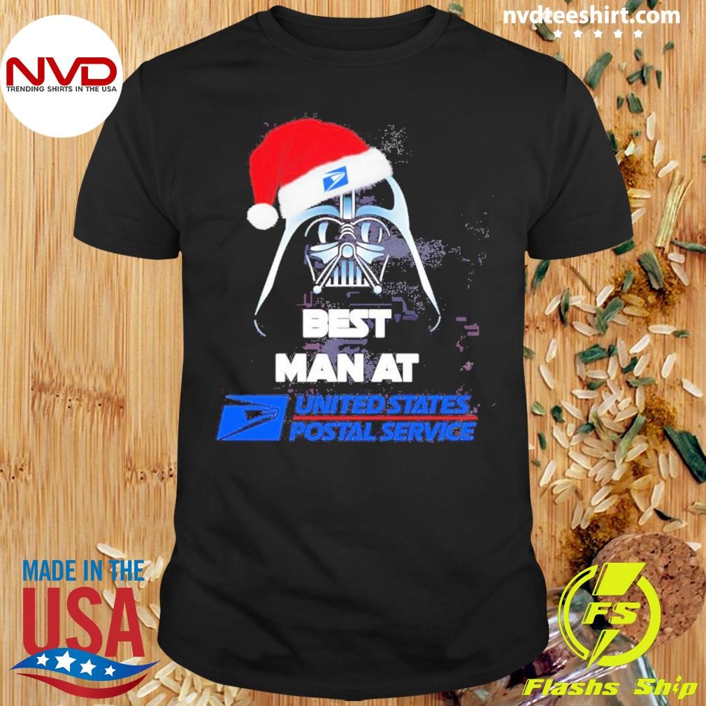 Darth Vader Hat Santa Best Man At United States Postal Service Logo Christmas Shirt