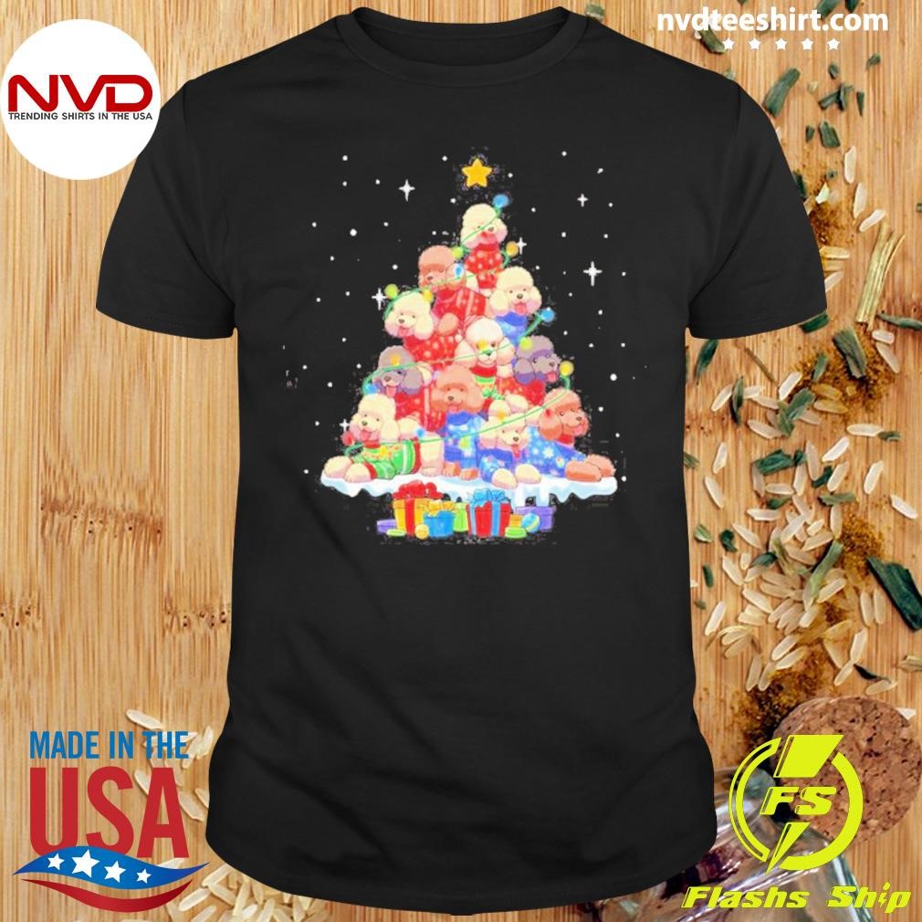 Dogs Toy Poodle Pine Tree Merry Christmas Shirt
