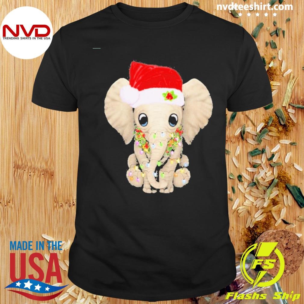 Elephant Hat Santa Light Merry Christmas Shirt