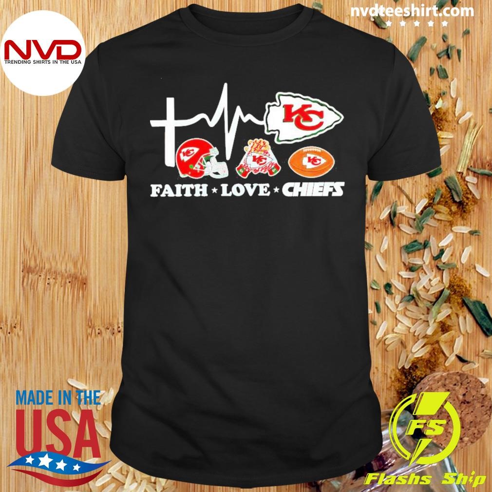 Faith Love Chiefs Kansas City Heart Beats Shirt