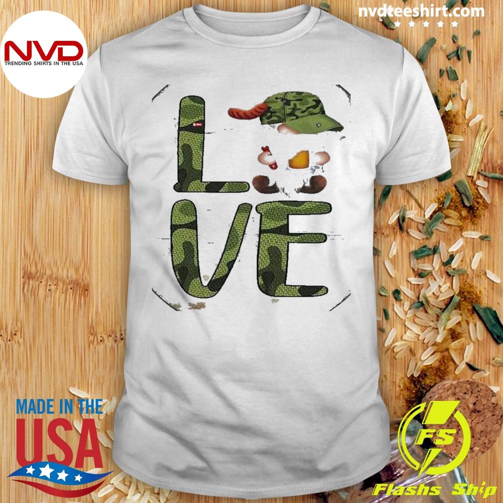 Gnome Wearing Hat Camouflage Love Shirt