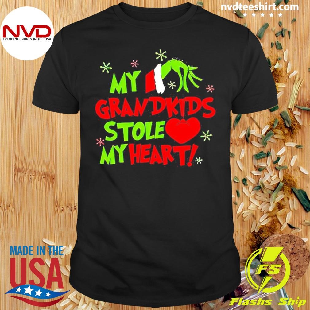 Grinch Hand My Grandkids Stole My Heart Christmas Shirt
