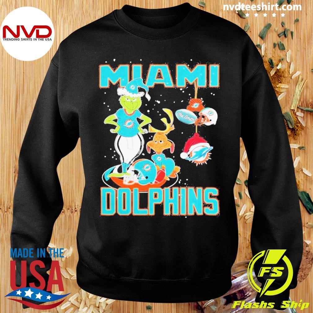 Grinch Hat Santa And Dog Miami Dolphins Christmas 2023 Shirt - NVDTeeshirt