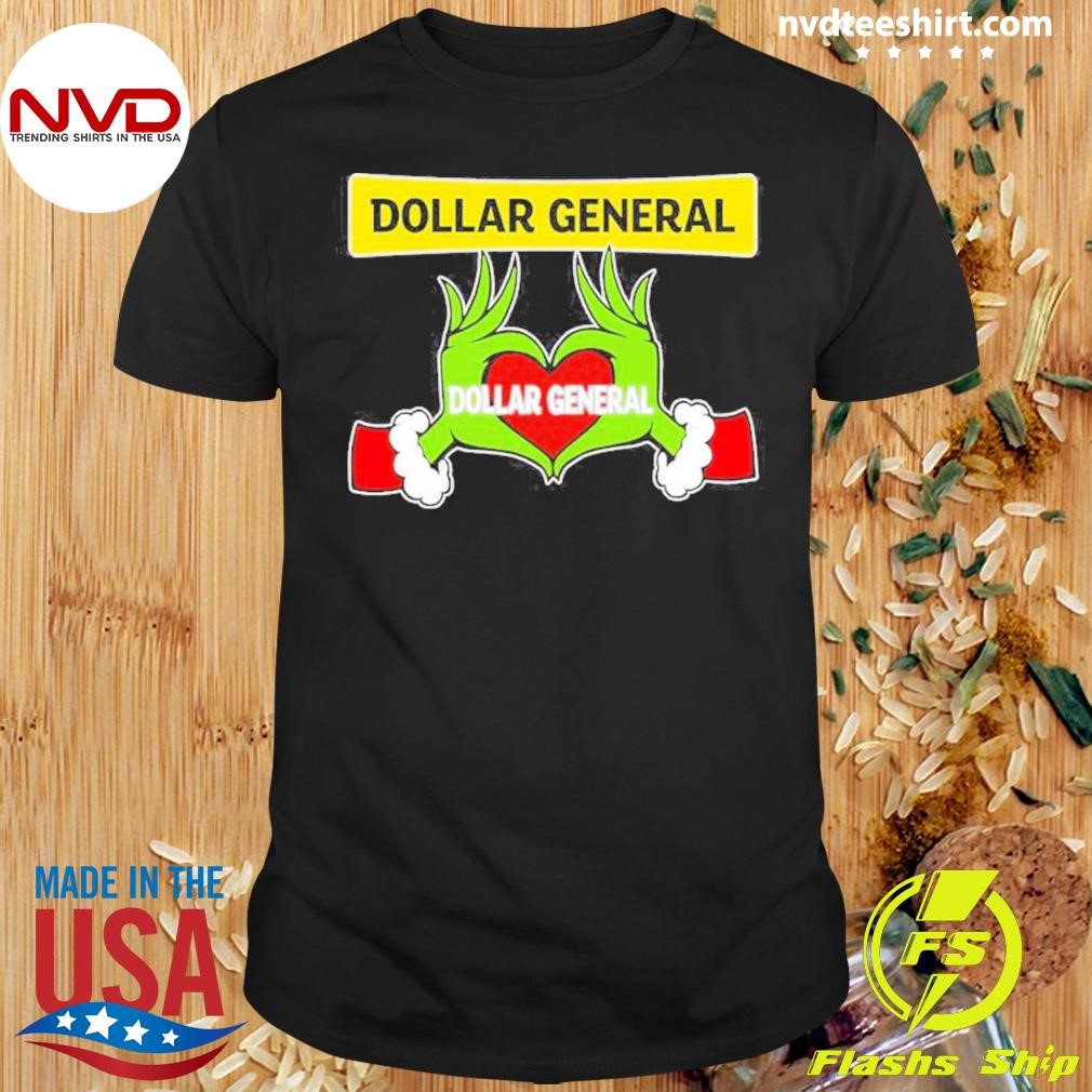 Grinch Santa Love Dollar General Logo Merry Christmas Shirt