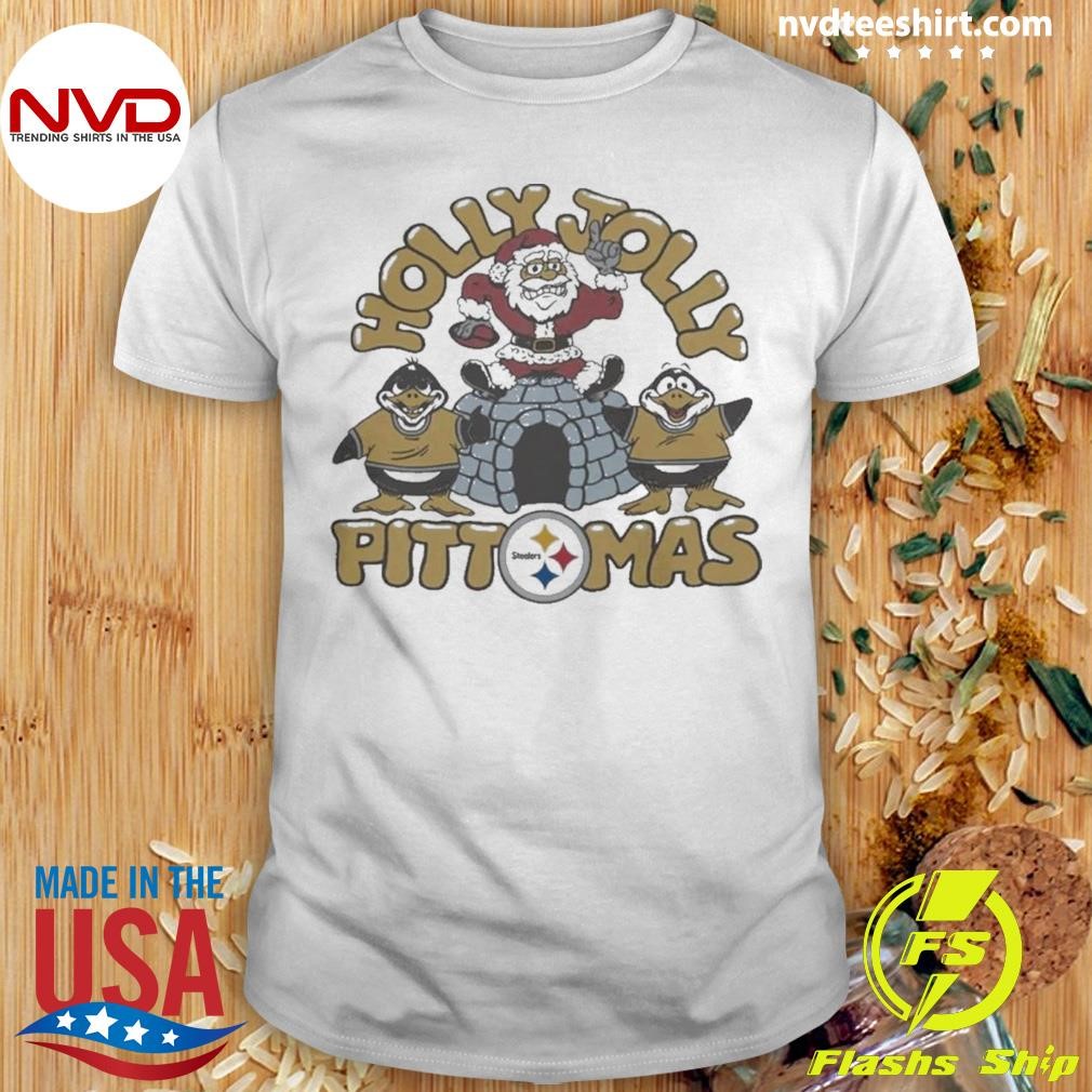 Homage White Pittsburgh Steelers Christmas Holly Jolly Shirt