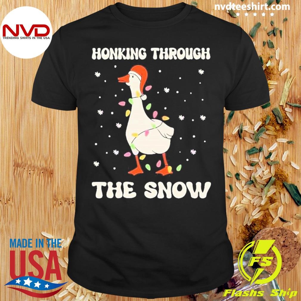 Honking Through The Snow Christmas Light Shirt
