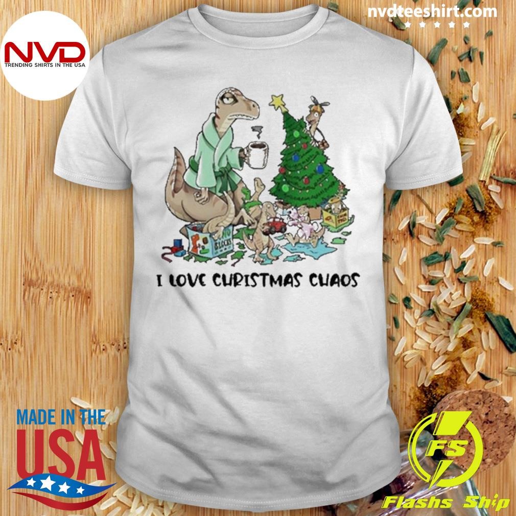 I Love Christmas Chaos Dinosaur Family Shirt