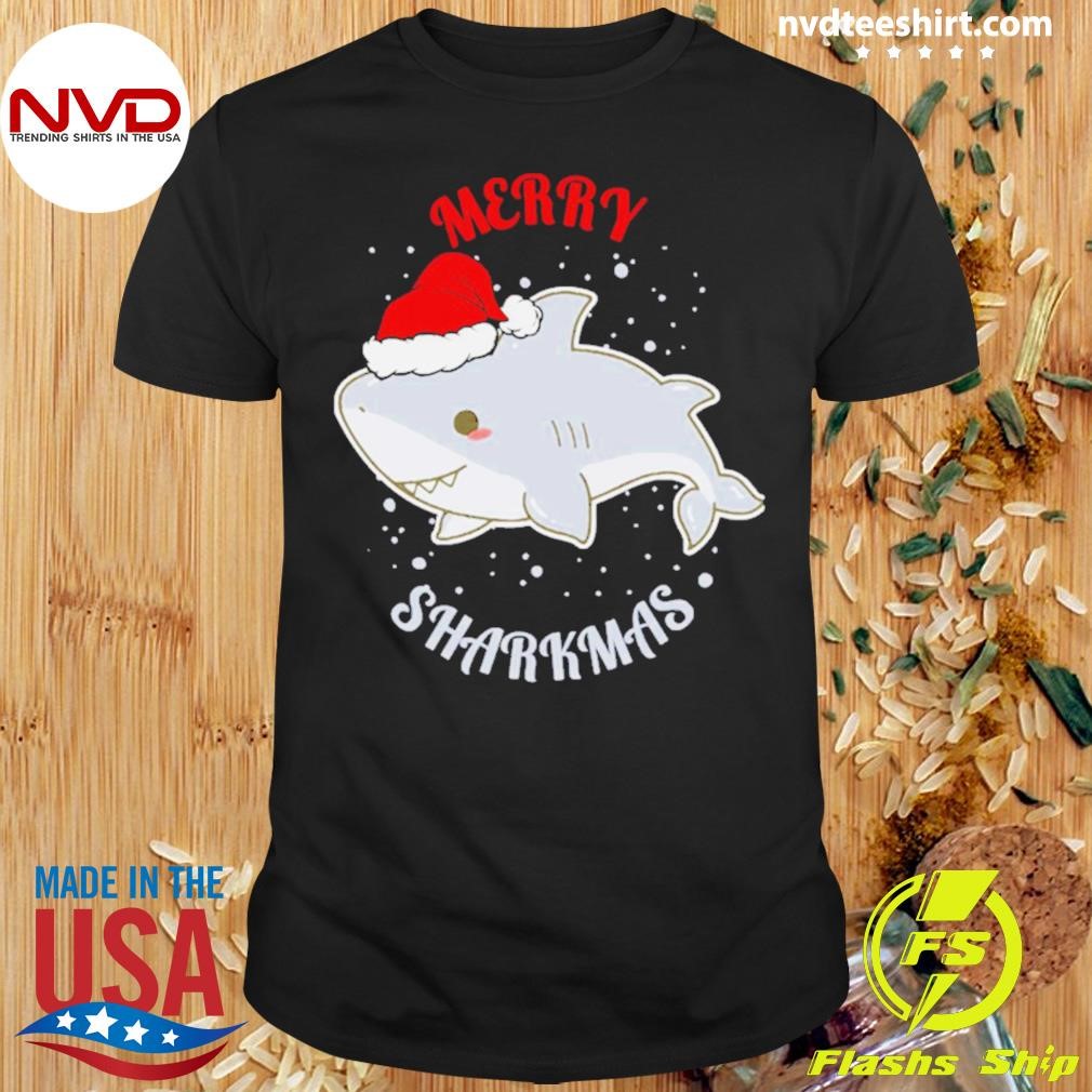 Merry Sharkmas Cute Santa Claus Shark Christmas Shirt