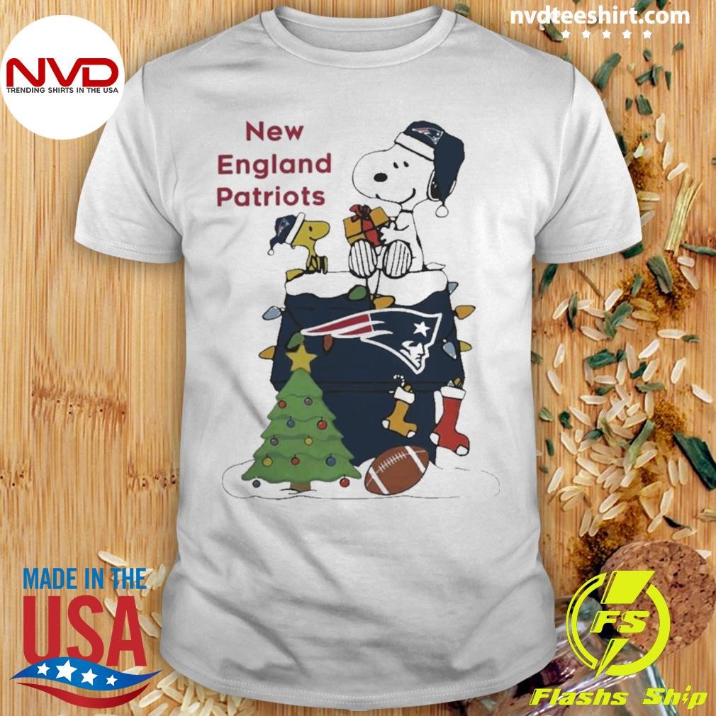New England Patriots Peanuts Snoopy And Woodstock Merry Christmas 2023 Shirt