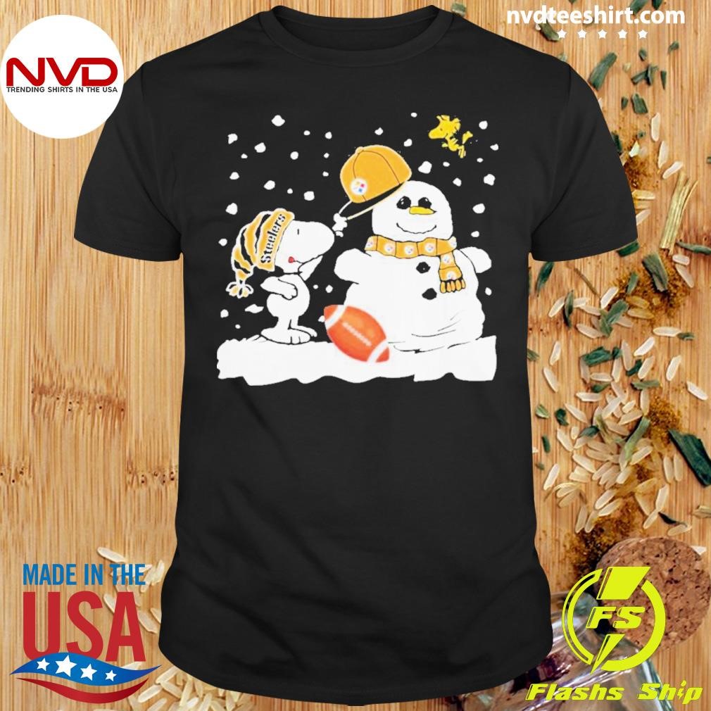 Peanuts Snoopy And Woodstock Snowman Pittsburgh Steelers Shirt