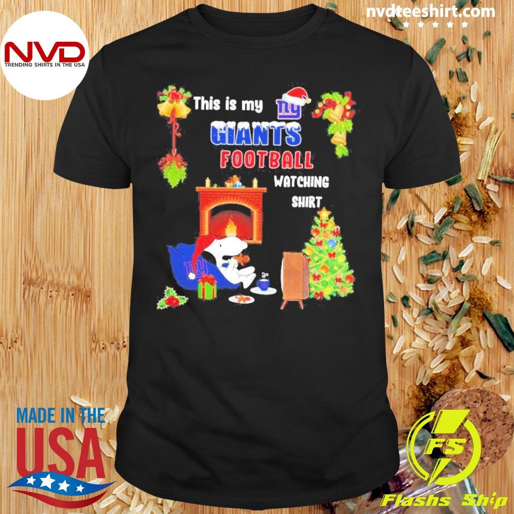 Peanuts Snoopy This Is My New York Giants Football Watching Christmas Shirt