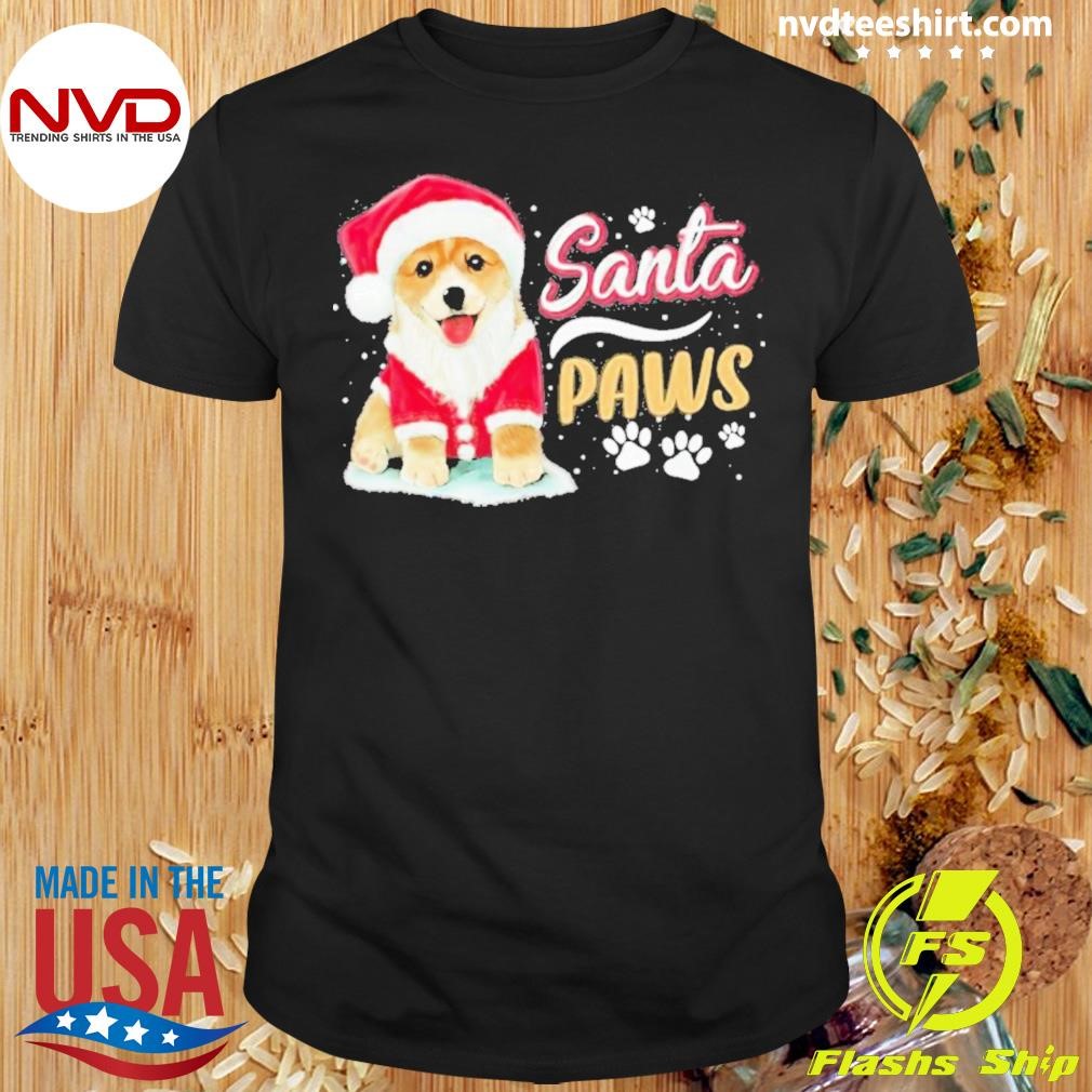 Pembroke Welsh Corgi Dog Hat Santa Paws Christmas Shirt